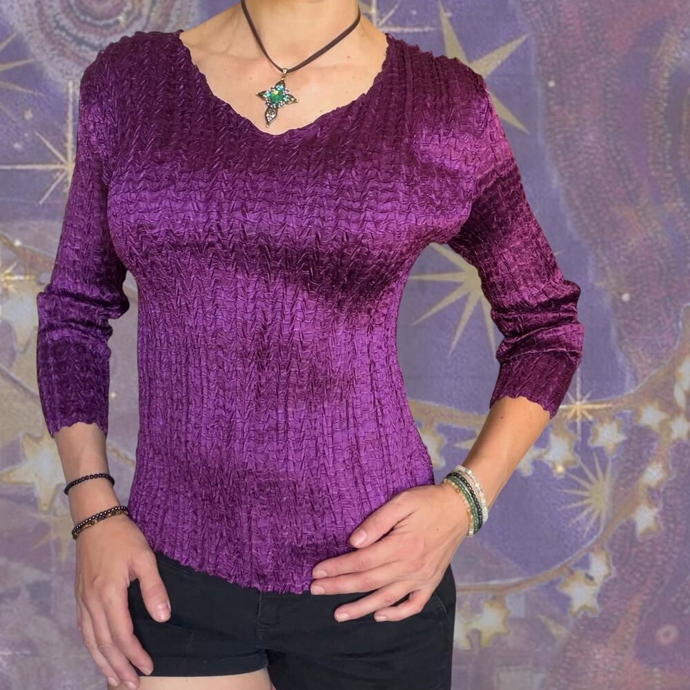 Y2K Pretty Angel Purple Crinkle Top Fairy Goth Whimsigoth